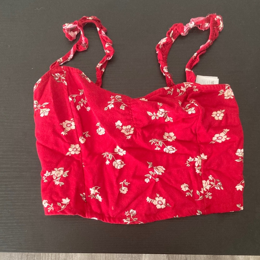 Hollister Red Floral Crop Top